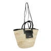 Jacquemus Le Petit Panier Soli Raffia Leather Bag In Black
