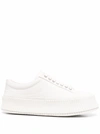 Jil Sander Ridged Sole Leather Sneakers In White