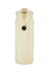 Jil Sander Back Slit Viscose Blend Vest In White