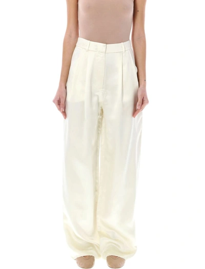 Loulou Studio Vione Silk Blend Pants In Neutrals