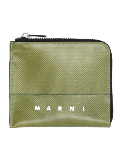 Marni Zip Wallet In Military Green