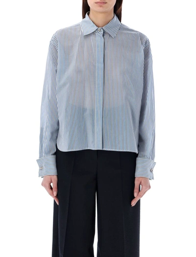 Max Mara Casual Shirt In White Blue Stripes