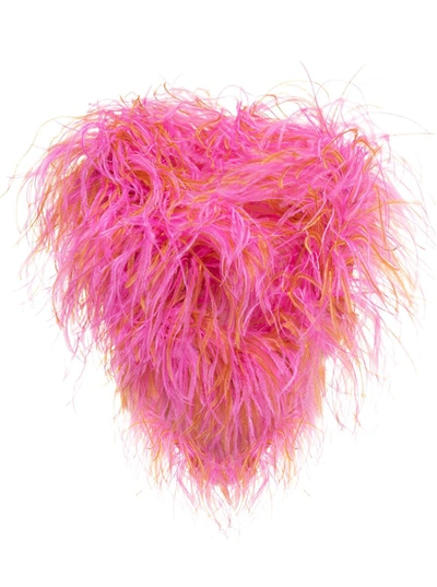 Stephan Janson Multicolor Boa In Ostrich Feathers  Woman In Pink