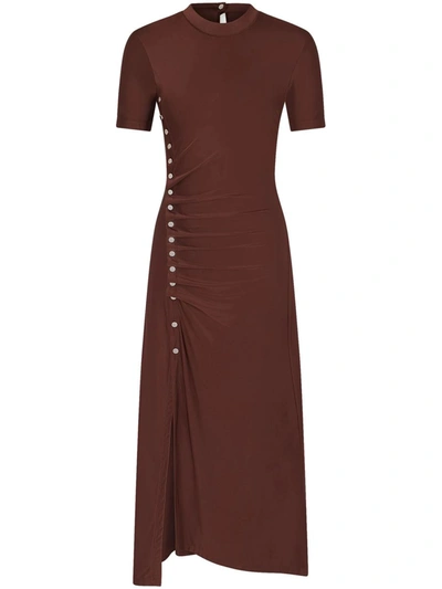 Rabanne Draped-design Short-sleeve Dress In Brown