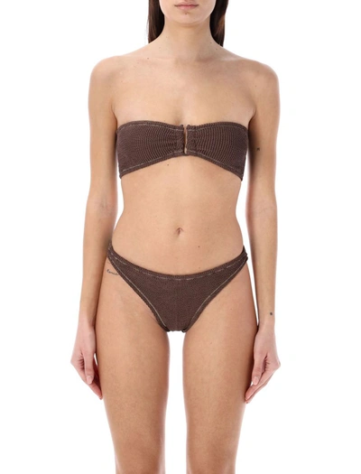 Reina Olga Sleeveless Bikini Set In Brown