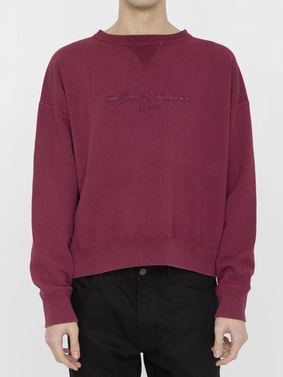 Maison Margiela Reverse Logo Sweatshirt In Burgundy