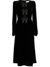Saloni Camille Bow-embellished Velvet Dress In Black/black Bows