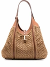 Tod's Timeless Raffia Tote Bag In Brown