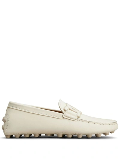 Tod's Gommini Leather Driving Shoes In White