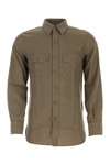 Tom Ford Buttoned Collar Cupro Blend Shirt In Green