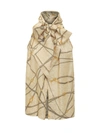 VERSACE LIGHT YELLOW BLOUSE WITH SCARF-TIE AND NAUTICAL PRINT IN SILK BLEND WOMAN