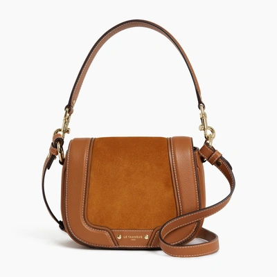 Le Tanneur Small Ella Grained Leather And Nubuck Cross Body Bag In Brown