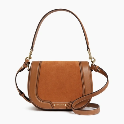 Le Tanneur Ella Medium Crossbody Bag In Grained Leather And Nubuck In Brown