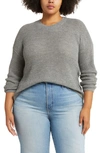 Madewell Rib Crewneck Sweater In Heather Pewter