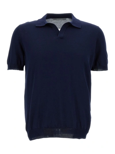 Tagliatore Keith Silk Polo Shirt In Blu