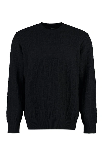 Versace Crew-neck Wool Sweater In Black