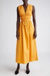 ALTUZARRA FIONA RUCHED SLEEVELESS STRETCH COTTON DRESS