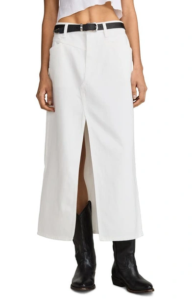 Lucky Brand Front Slit Denim Maxi Skirt In Bright White