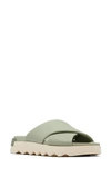 Sorel Vibe Twist Womens Leather Slip On Slide Sandals In Safari/ Honey White