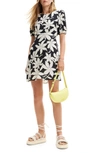 Desigual Short Floral Dress In Black