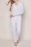 Petite Plume Luxe Pima Cotton Wide Leg Pajama Set In White