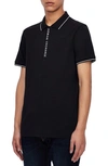 Armani Exchange Polo With Contrasting Logo In Cotton Spandex In Black