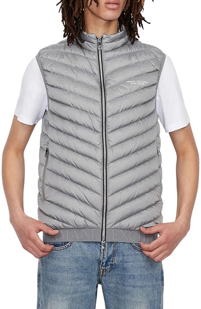 Armani Exchange Milano New York Puffer Vest In Dark Grey