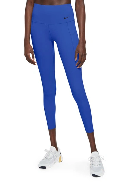 Nike Women's Universa Medium-support High-waisted 7/8 Leggings With Pockets In Blue