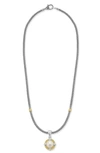 Lagos 18k Yellow Gold & Sterling Silver Luna Cultured Freshwater Pearl & Diamond Pendant Necklace, 16 In Silver