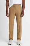 Vince Relaxed Cotton Blend Trousers In Caramel Desert