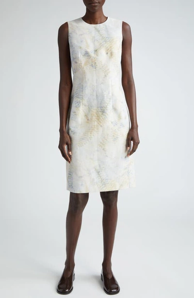 Lafayette 148 Harpson Sleeveless Fern-print Midi Dress In Bluestone