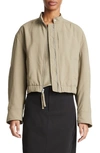 Vince Cropped Bomber Jacket In Oak Moss