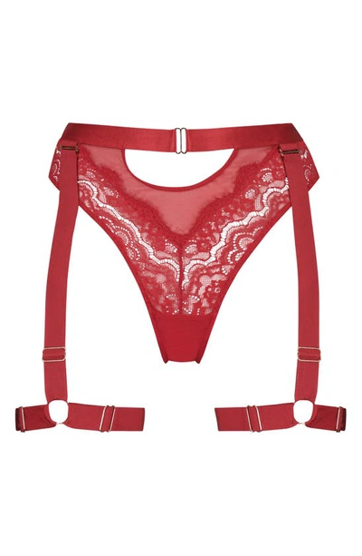 Hunkemoller Aurelia Mesh And Lace Non Padded Plunge Bra In Red