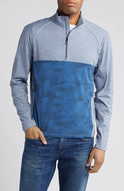 Johnnie-o Keiser Camo Half Zip Performance Pullover In Lake