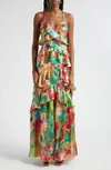 Ramy Brook Harlen Tiered Maxi Dress In Tropical Orange Floral