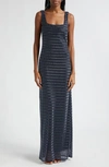 RAMY BROOK SARAI METALLIC MESH COLUMN GOWN