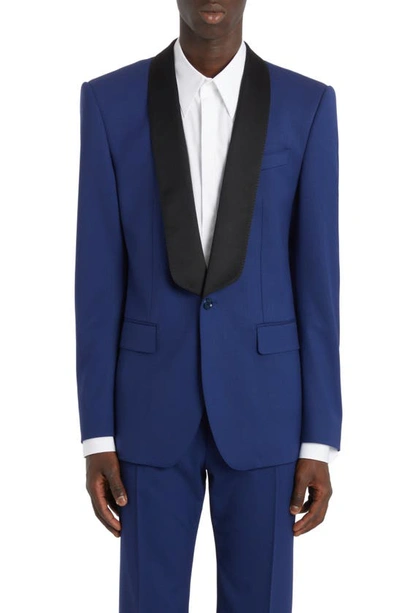 Dolce & Gabbana Sicilia Fit Stretch Wool Blend Tuxedo Jacket In Bright Blu