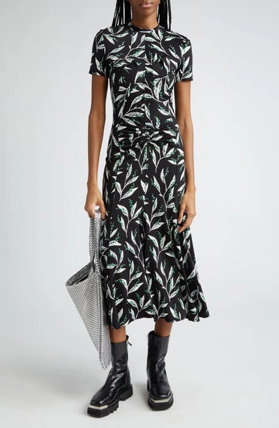 Rabanne Floral Print Ruched Maxi Dress In V316