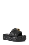 Kurt Geiger Womens Black Kensington Eagle-embellished Leather Flatform Sandals Eur 41 / 8 Uk