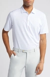 Peter Millar Drum Stripe Performance Jersey Polo In White