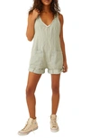 FREE PEOPLE HIGH ROLLER RAILROAD STRIPE COTTON SHORT OVERALLS