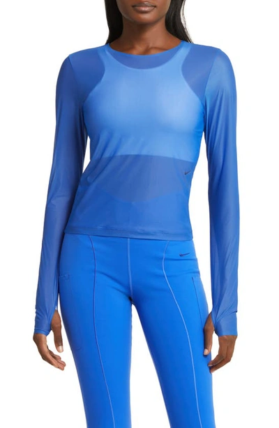 Nike Women's Futuremove Dri-fit Long-sleeve Sheer Top In Blue