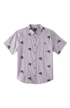 Billabong Sundays Mini Print Short Sleeve Cotton Button-up Shirt In Plum