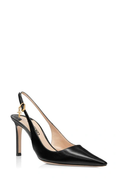 Tom Ford Angelina Leather Charm Slingback Pumps In Black