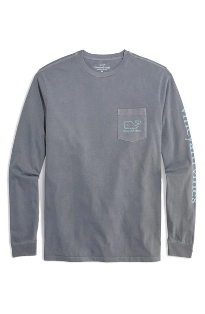 Vineyard Vines Vintage Whale Pocket Long Sleeve Cotton Graphic T-shirt In Grey Harbor