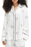 Allsaints Sofi Silk Blend Escalera Pyjama Shirt In Ecru White