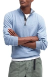 Barbour Cotton Half Zip Sweater In Dark Chambray