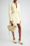 Jacquemus Bari Belted Cutout Single-breasted Mini Blazer Dress In Pale Yellow