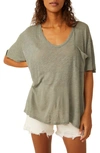 FREE PEOPLE ALL I NEED LINEN & COTTON T-SHIRT