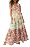 FREE PEOPLE BLUEBELL MIXED PRINT COTTON MAXI DRESS
